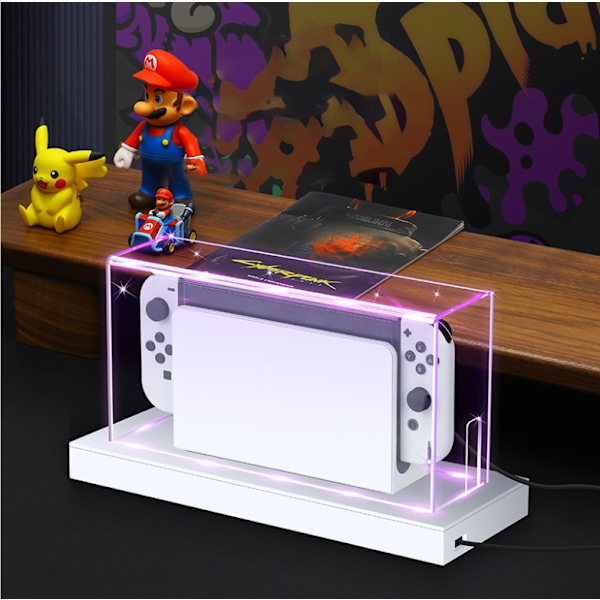 Genomskinlig dammskyddsdisplaylåda för Switch/OLED-docka (endast lock), W
