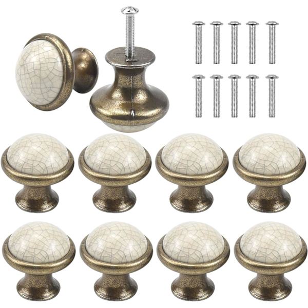 10 kpl keraamiset laatikon vetokahvat, 33 mm pyöreät laatikon nupit, vintage-huonekalun nuppi, oven nupit, huonekalut