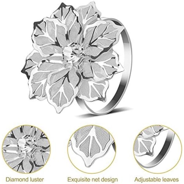 Hule Blomster Serviettringholder Metall Serviettringer Sett med 20 for Bryllup Fest Høytidsbankett Julemiddag Del