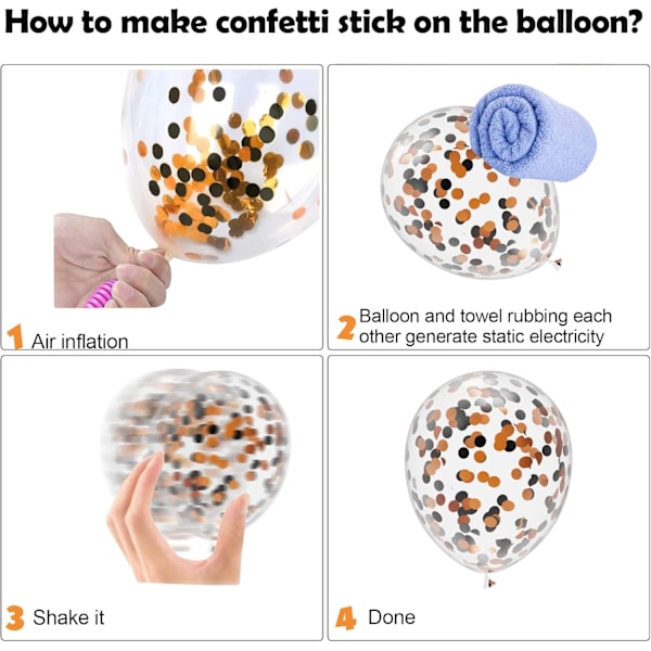 Svarta och Orange Ballonger 30 st 12 tum Matta Svarta och Orange Latexballonger och Konfettiballonger för Halloweenfirande Trick
