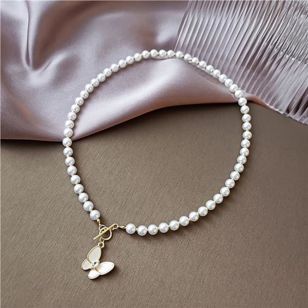 (stil 2)Pearl Love Pendant Halskjede Krystall Smilende Ansikt Choker