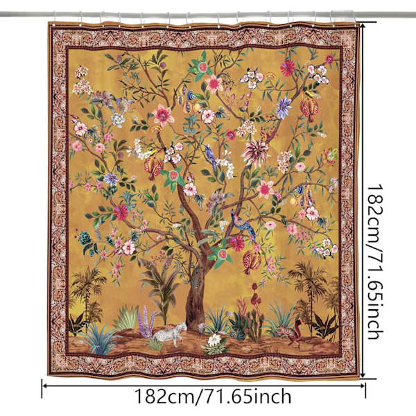 Badrumsdraperi Färgglad Boho Blommig Tryck Vacker Ljus Poly
