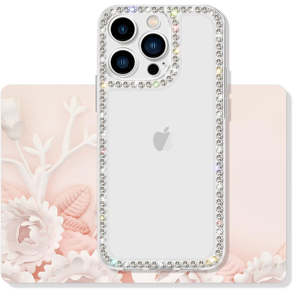 1 kpl Yhteensopiva iPhone 13 Pro Max:n kanssa Selkeä Kotelo, Söötti Naisille ja Tytöille, Bling Timantti Glitter Strassit Kimaltava Kiiltävä B