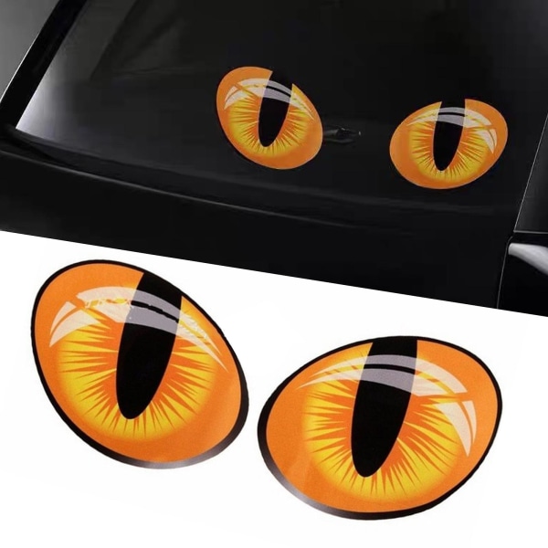 1 Pairs Of Cat Eyes Car Stickers Simulation 3d Reflective Stere