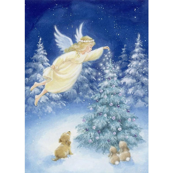 (30x40cm) Diamantmålning för vuxna barn nybörjare hund 5D diamantkonstset God Jul Full Dril
