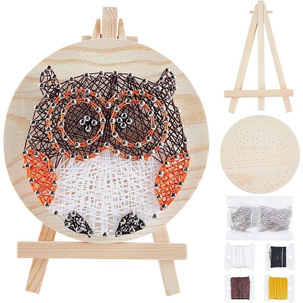 20cmx20cm Pöllön String Art -setti askartelu Cupcake DIY Nail String Art -setti aikuisille lapsille aloittelijoille kiharrettu L