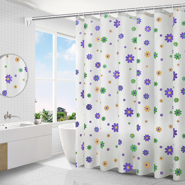 Hurtigtørrende Bruseforhæng 180 x 200cm Lille Blomst Stil