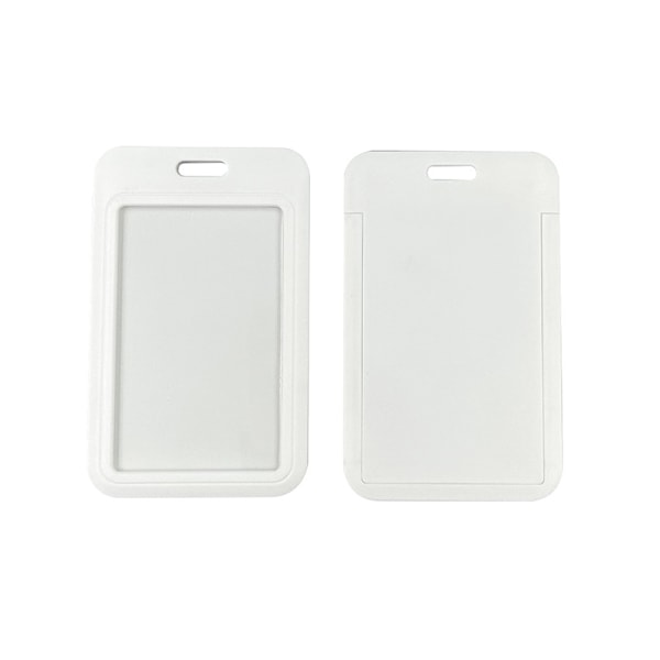 10 Pack white Sliding ID Badge Holder  - Vertical Hard Plastic Card Protector Pouch for Office, School ID, Credit Cards