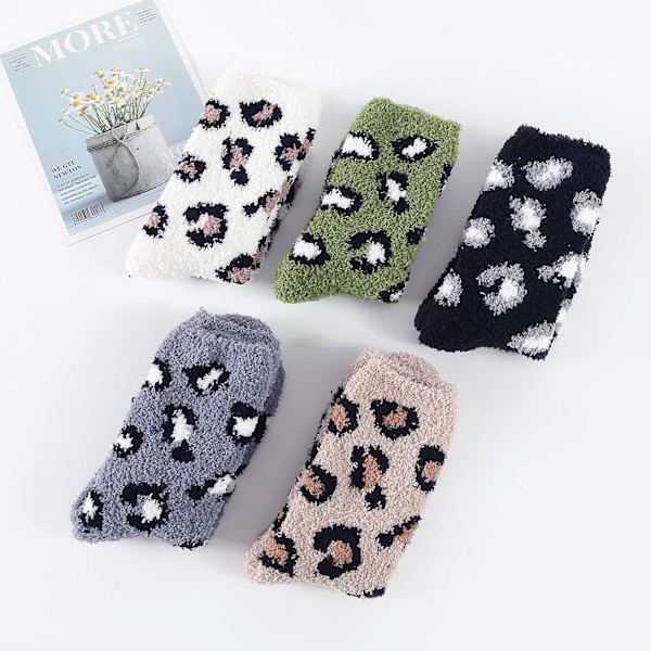 5 par  Varm Super Myke Vinter Fluffy Mikrofiber Crew Sokker Pluss Slippersokk Casual Hjem Soving Fuzzy Cozy So