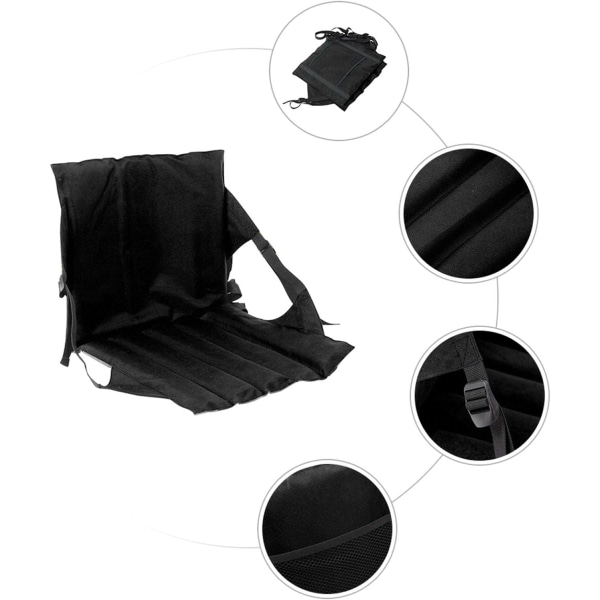Svart Komfortabel sammenleggbar stol for camping utendørs hage - port