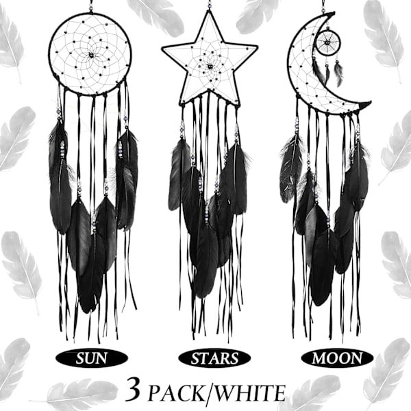 3 stk. Drømmesnapper Måne Sol Stjerne Design Håndlavet Traditionelt Design Håndværk Ornament Væghængende Hjem Dekoration Seng