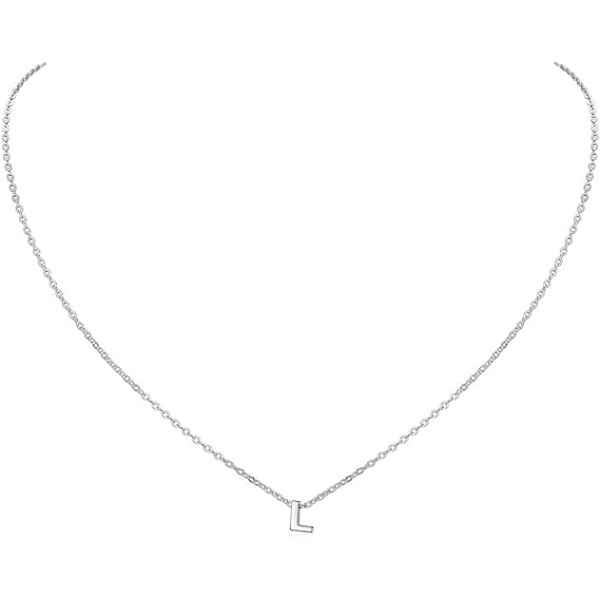 1 Initial L Letter Choker Halsband för Kvinnor 925 Sterling Silver/