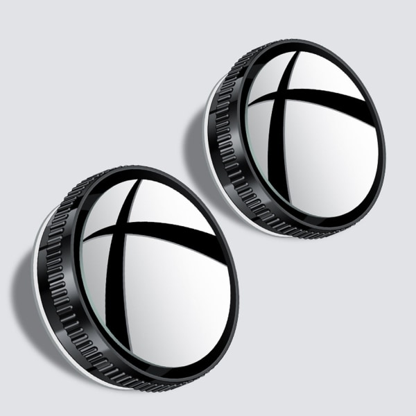 (Musta) 2 kpl pyöreät HD-lasiset auton kulmapeilit kuperilla kehystetyillä peileillä säädettävällä leveällä kulmalla
