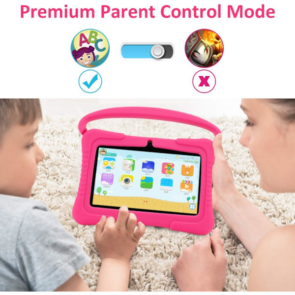 Lasten tabletti, 7 tuuman Android-tabletti, suojakalvolla
