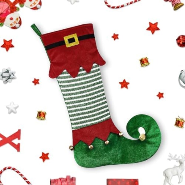 Julstrumpor Julstrumpor Sammet Röd Grön Tomte Hängande Strumpor Julstrumpor Dubbelsidig Spis Hängande Strumpa