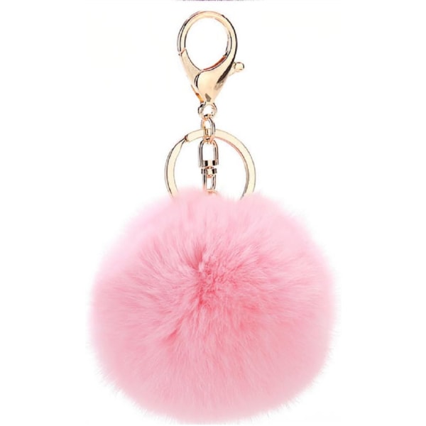 Hair Pompom Key Ring, Soft to the Touch - Pale Pink