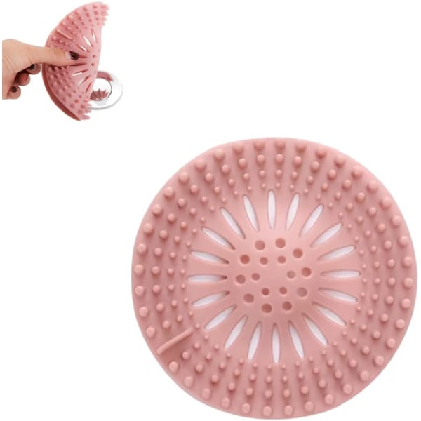 Silikone Afløbsbeskytter, Køkkenvask Filter, Badekar Afløbsdæksel Filter, Køkken- og Badeværelsesvask Filter (Pink)