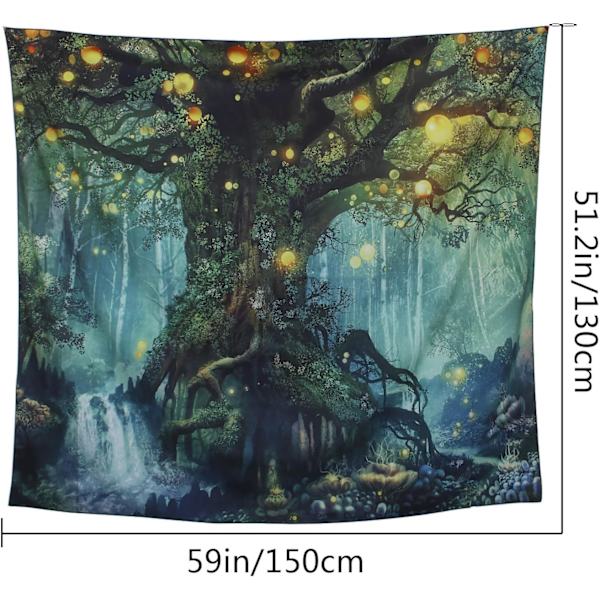 Forest Tapestry, Nature Tree Folk Elves Väggbonad Tapestr