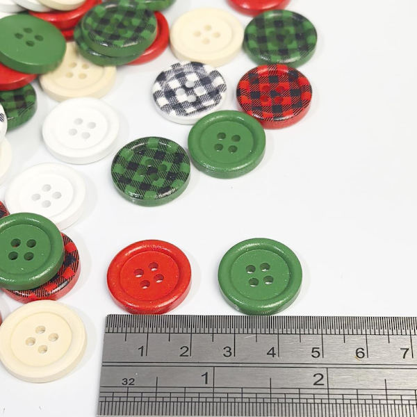 100 stk Blandede Størrelser Stiler Farger Treknapper Håndverk Syknapp (Assortert, Assortert) (Julefarge)