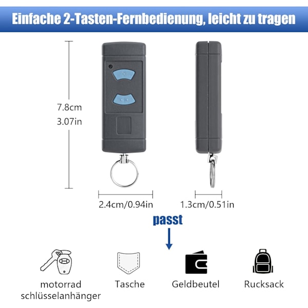 Pakke Fjernkontroll for Hormann HSM4-868 HSE2-868 - Garasjeportåpner - 868.3 MHz - Blå Knapp - HS4-868, HS(M) 2/4, H