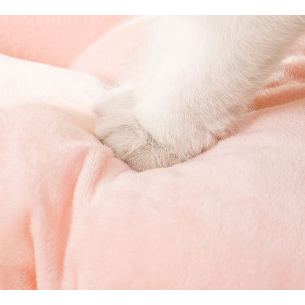 Kattgrotta säng (M, rosa), kattbädd med avtagbar tvättbar innerkudde, halvstängd kattbädd