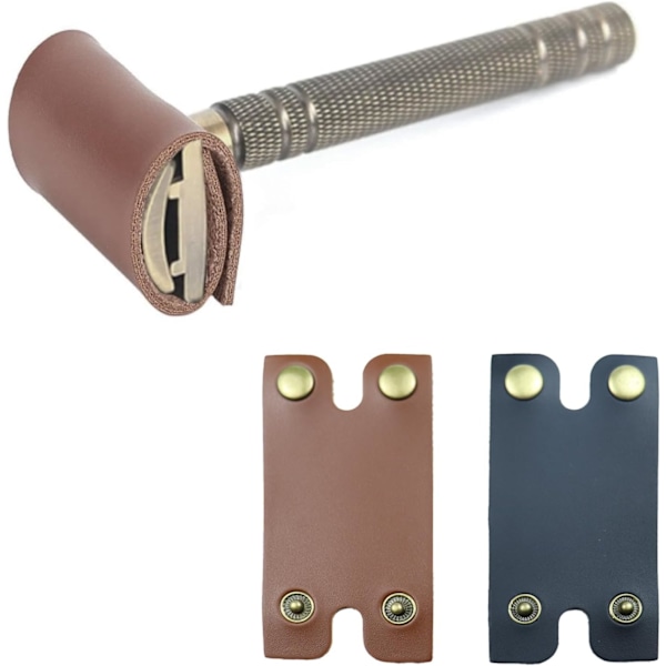 85x45MM 2st Läder Säkerhetshyvel Fodral Säkerhetshyvel Bladskydd Rakning Reseskydd Hyvelhuvud Skyddsfodral Slitstarka Läder Hyvelärmar