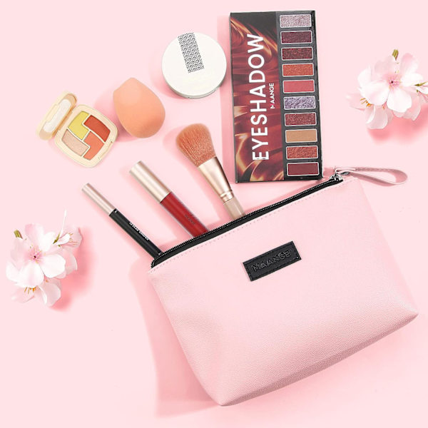Lille Kosmetikpose til Håndtaske Lille Makeuppose Bærbar Rejsemakeuppose Vandafvisende PU Læder pink