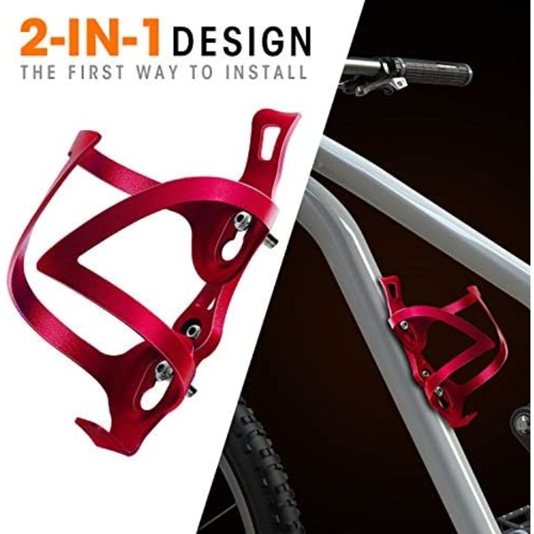 Cykelkopphållare, 2-i-1 Flaskhållare för Cykel, Aluminiumlegering Vattenflaskhållare, Universal Rotationskopp Dryckeshållare