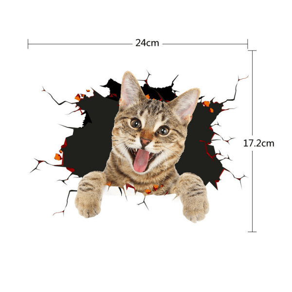 (B)3D Cat Flyttbart bilklistremerke Bildekorasjonsklistremerke Bilvindusanimasjon Morsom dekorasjon Kattunge St