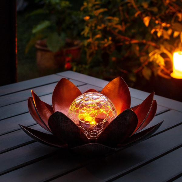 (Amber) Lotus Solar Lamppu, Ø 27 cm, Korkeus 12 cm, metalli,