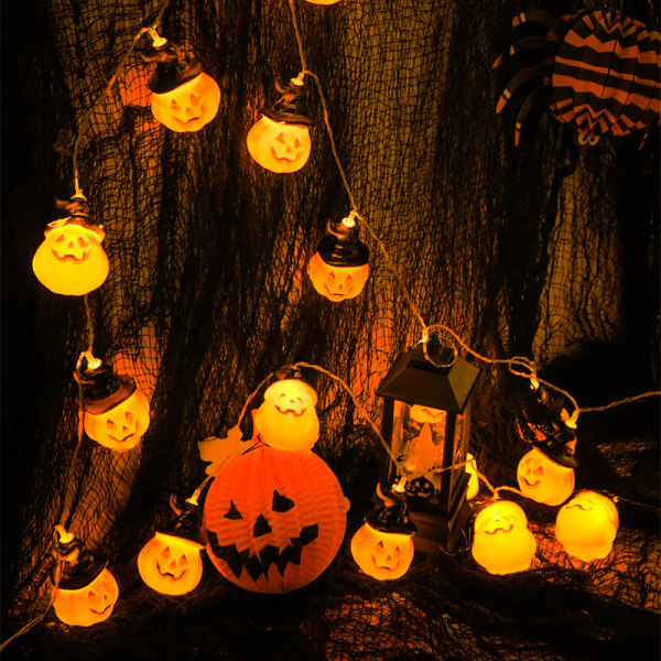 Kurpitsajouluvalot Halloween-koristeisiin, 9,8 jalkaa 20 LED-paristokäyttöinen, Halloween LED Lig
