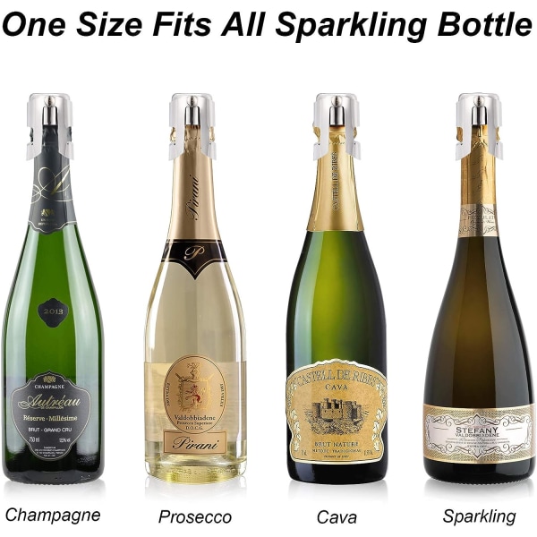 2 stk. Champagneprop med rustfrit stål - Til champagne,