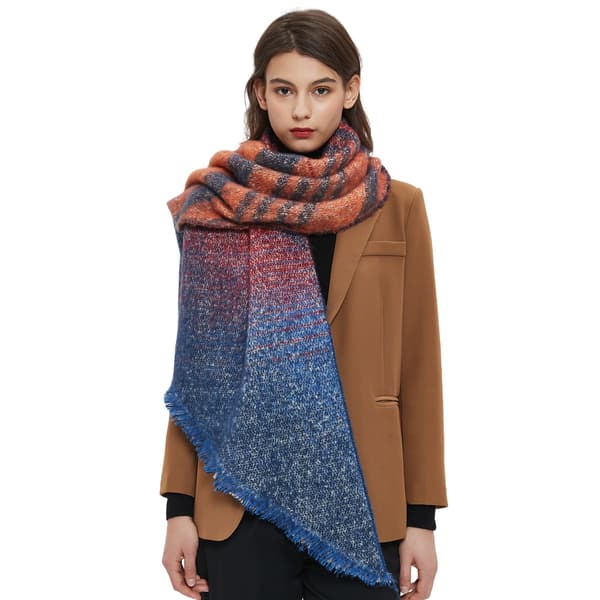 Diagonal stripet skjerf (blå brun 240x40cm)