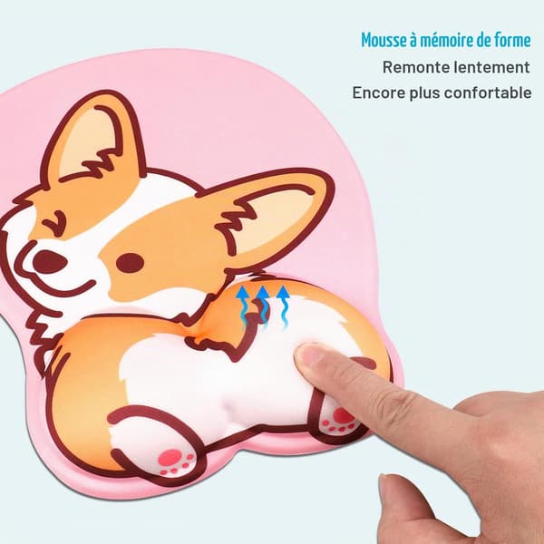 3D Musematte med Gelpute - Ergonomisk - med Håndleddsstøtte - Corgi Design