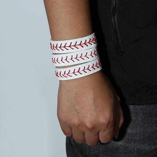 3 ekte skinn baseball armbånd av Athletes Bangle Cuff Wris