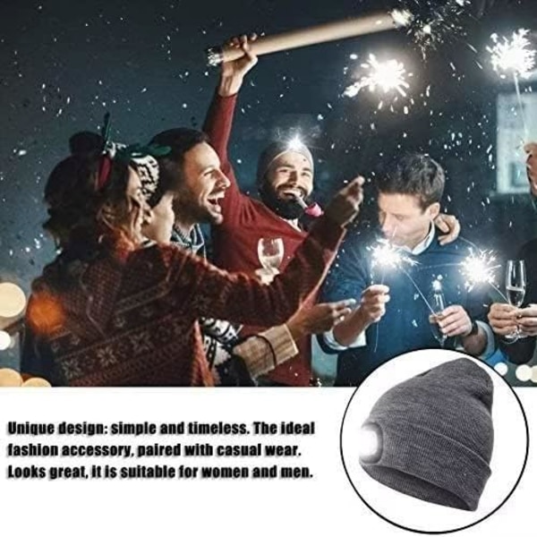 LED-neulottu hattu Kevyt lämmin cap Pipo miehille ja naisille Th