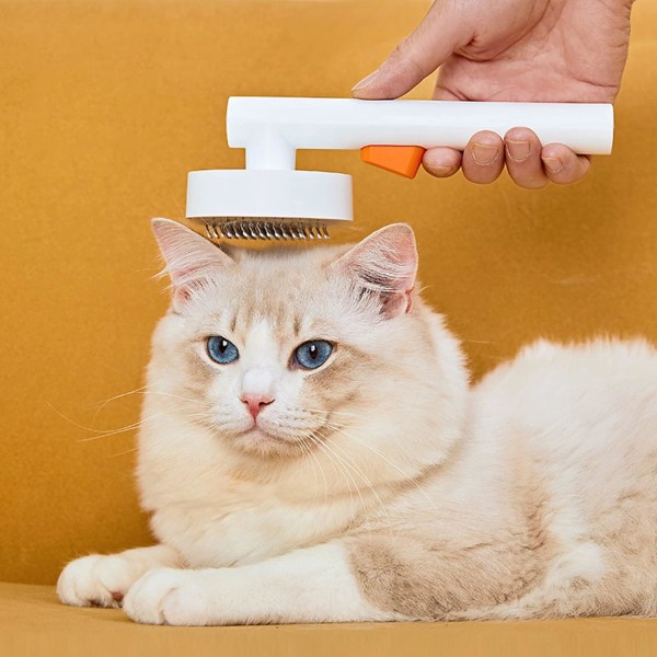 Børste for katter, hunder, langt hår og korthåret kjæledyrbørste, renser kjæledyrets hår med én knapp