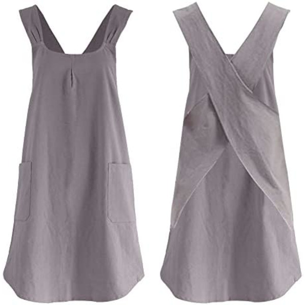 (72×90×1cm) Glorlliant Halter Ristiristikaapuiset Etuliinat, Yksivärinen Puuvillapellava Etuliina Suurilla Taskuilla Japanilainen Tyyli, Ret