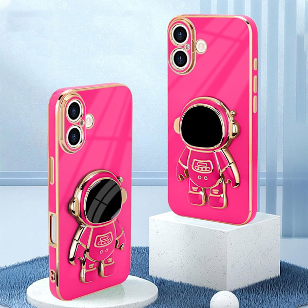 iPhone 16-fodral, Söt 3D Astronaut Stativ med Kickstand Stötsäkert Bling Silikon Mjukt Telefon Bakskydd för Apple iPh