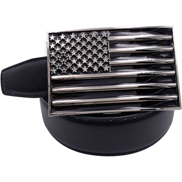 Mænds Mode Indfødt Amerikansk Flag Firkantet Bæltespænde Sort Emalie Medium
