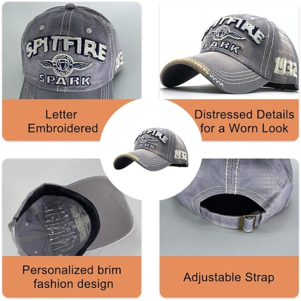 Vintage Baseball Cap Miehet Spark Letters Cap Snapback Hip Hop Flat