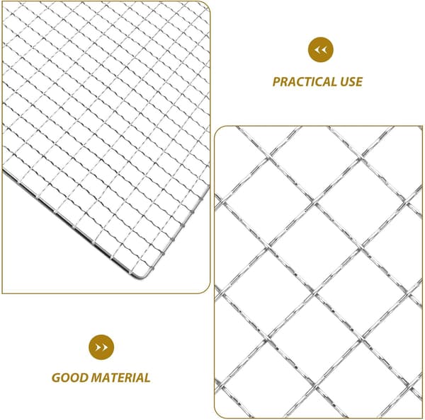 Rektangulær 36,5x26,5 cm metallrist for utendørs grilling, multifunksjonelt kraftig netting, stativ