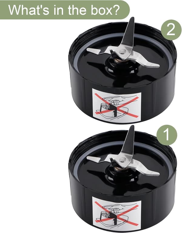 2-pak Krydsblad Blender Reservedele Passer til Magic Bullet 250w Blendere Model MB1001 Serie, Sort
