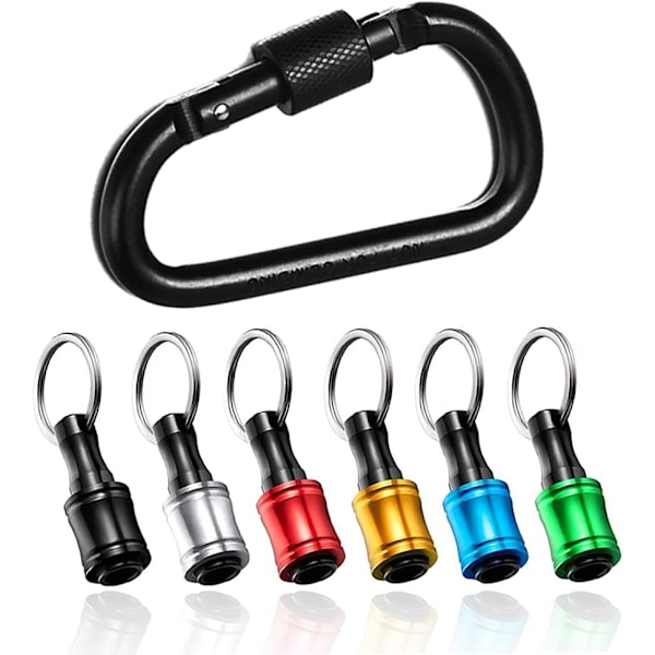 6 stk. Skruetrækker Bit Holder Adapter 6,35 mm Hex Shank Bore Skrue Bærbar Borebit Forlængerstang med Nøglering til Opbevaring og Hurtig Udskiftning af Bor