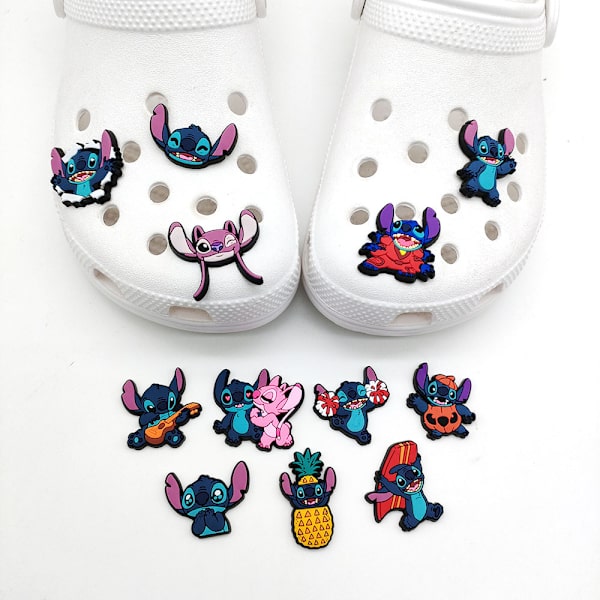22 st Stitch-tema skoprydnader för DIY-tofflor, sandaler och skor