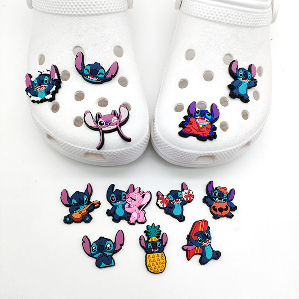 22 stk Stitch-tema skosjarm for DIY-tøfler, sandaler og dekorasjonssko