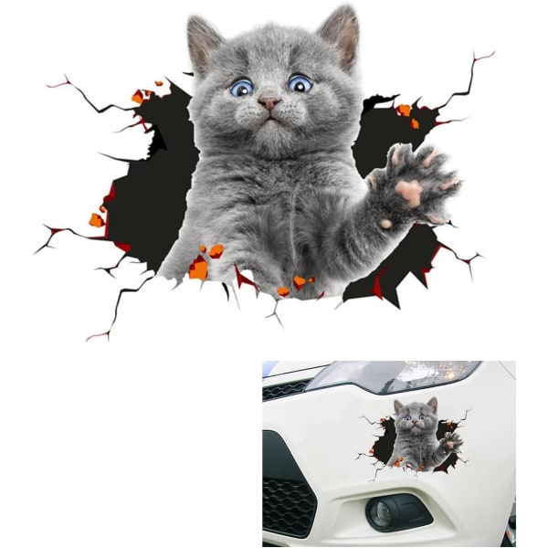（A) 3D-kissa irrotettava autotarra Autokoristetarra Autoikkunaanimaatio Hauska koristelu Kitten St