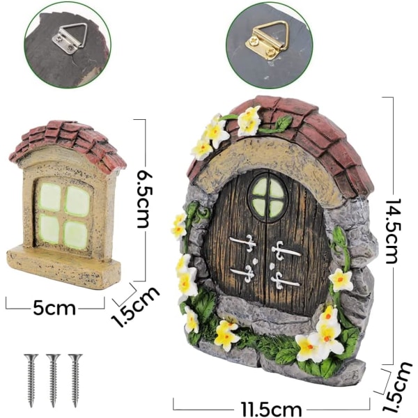 (Kakel) Fairies Garden Door Miniatyrdörr för Trees House Acce
