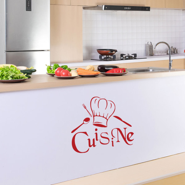 1 stk (rød) køkkendekoration vægklistermærker Fransk kokkekøkken S