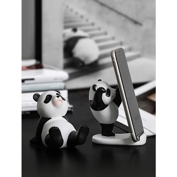 Telefonställ Skrivbordstillbehör Harts Panda Figurer Heminredning Dekorativa Bordsdekorationer Söt Telefonhållare